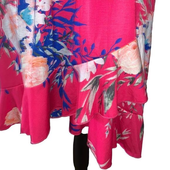 Ultranice hot pink floral assymetric sun dress NWT small - Picture 3 of 7